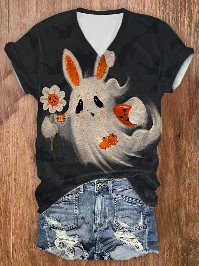 Women'S  Ghost Art Print Short Sleeve T-Shirt