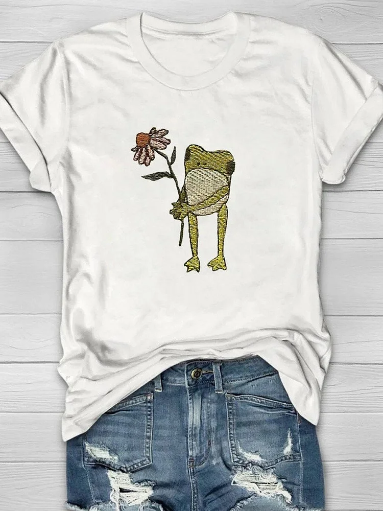 Frog Art Print Casual T-shirt