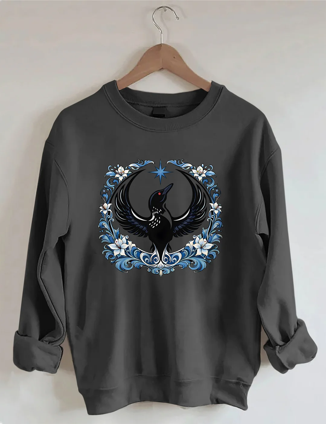 Floral Minnesota Loon Bird Sweatshirt