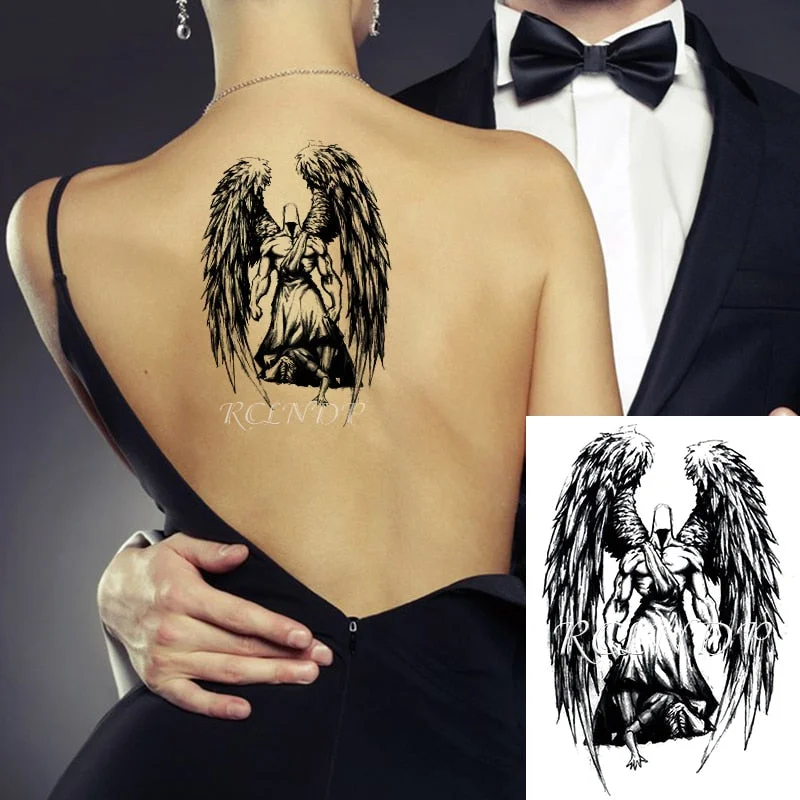Waterproof Temporary Tattoo Sticker Wolf Crow Bird Forest Tree Black Fake Tatto Flash Tatoo Arm Leg Big Art for Women Men