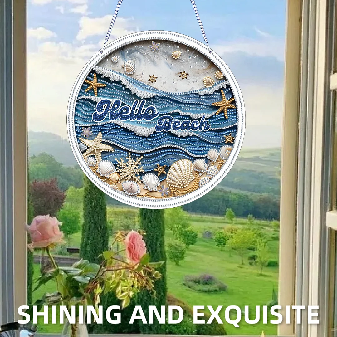 Waves 2D Flat DIY Acrylic Diamond Art Pendant for Adults Gift Home Window Decor