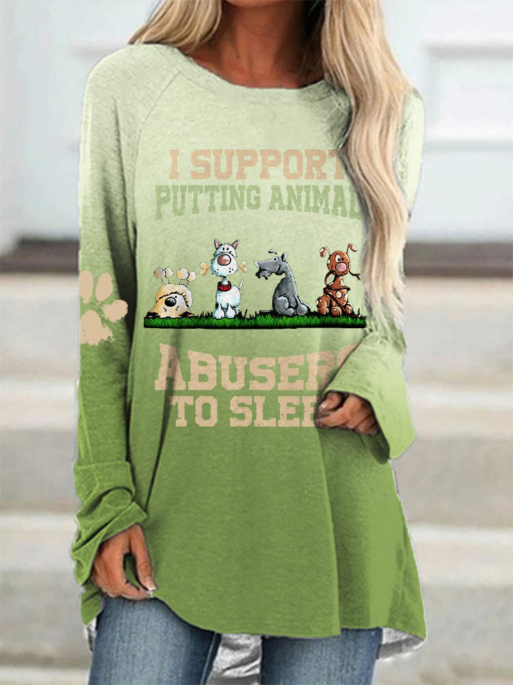 Put Animal Abusers To Sleep Gradient A Line T Shirt wearshes