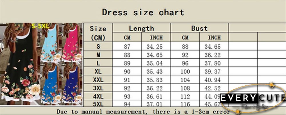 Women's Dress Summer New Fashion Women's Flowers Fake Two Pieces Printed Sleeveless Casual Soft and Comfortable Plus Size Dress S-5XL