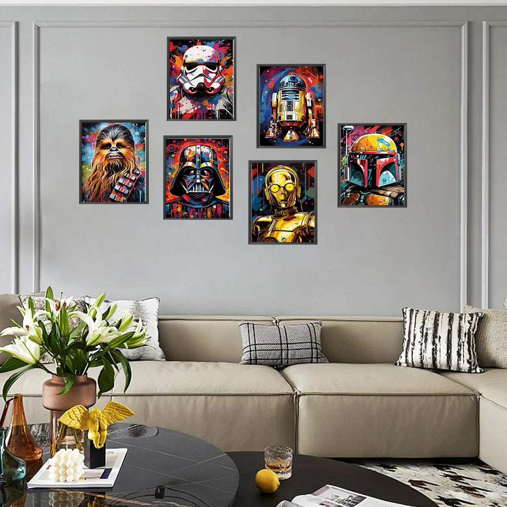 6pcs Diamond Painting - Full Round Drill - Star Wars(Canvas|30*40cm)