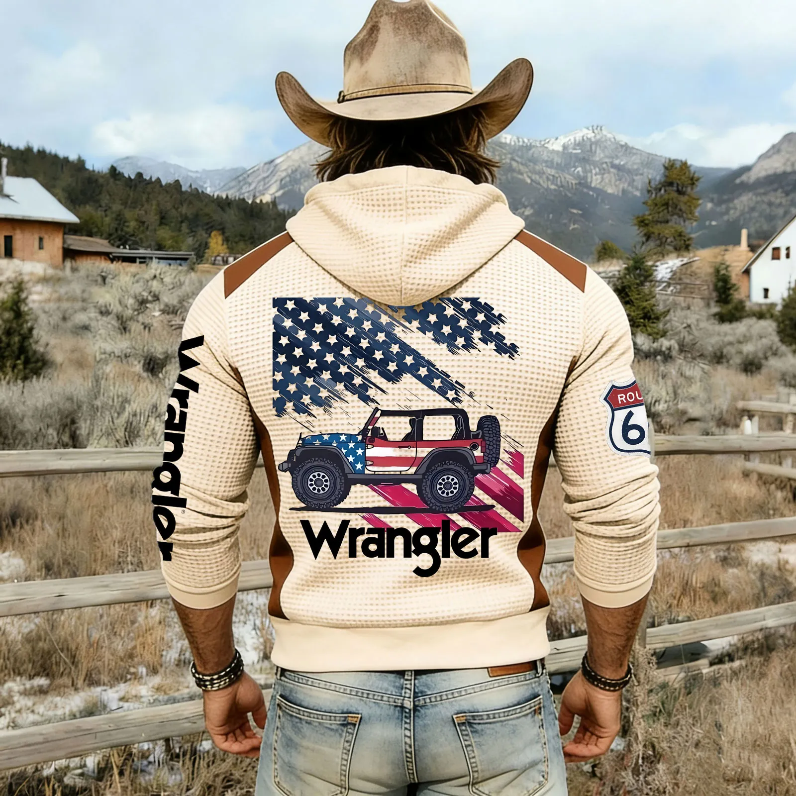 Patriotic Adventure Hoodie With Jeep Graphic