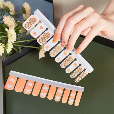 Orange Heart Fashion Nail Art Stickers Collection Manicure DIY Nail Polish Strips Wraps for Party Decor