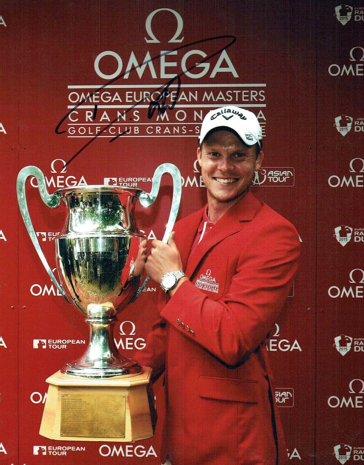 Danny WILLETT Omega European Masters SIGNED Autograph 10x8 Golf Photo Poster painting AFTAL COA