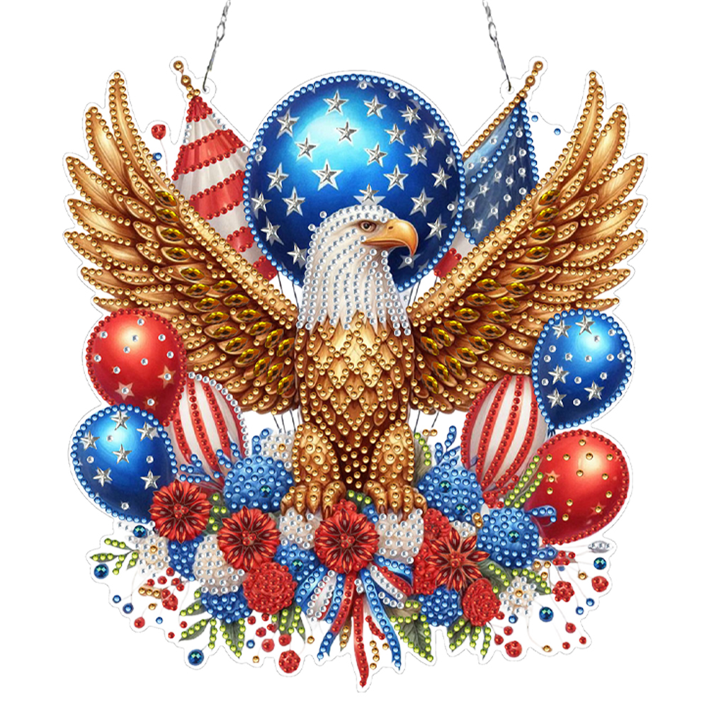 US Independence Day Acrylic Diamond Painting Hanging Pendant for Home Wall Decor