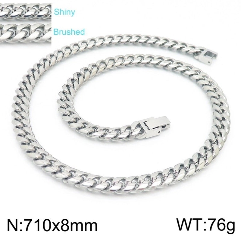 Classic Style Solid Color Titanium Steel 18K Gold Plated Chain Bracelets Necklace
