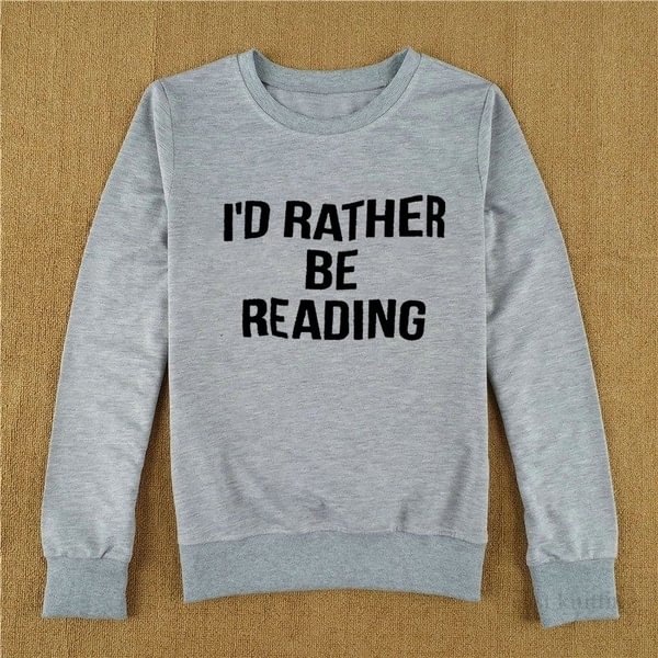 girls reading books sweatshirt Lady Loose Cotton Sweatshirts Letters Print Shirts - BlackFridayBuys