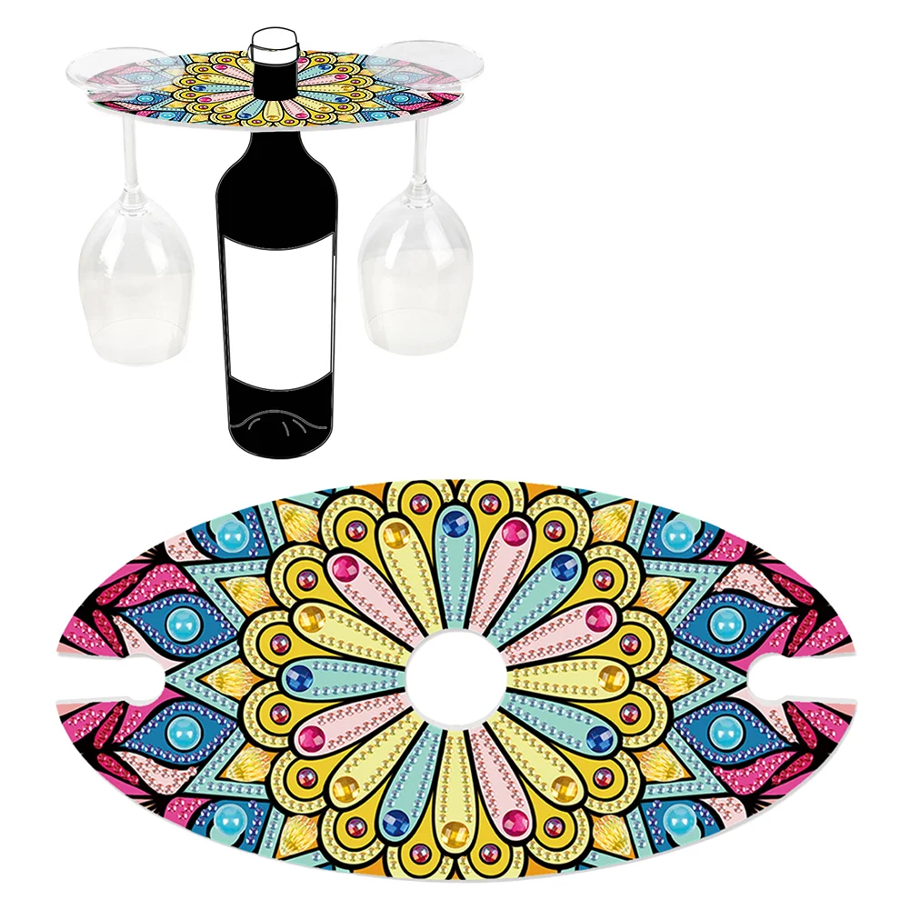 DIY Mandala Art Special Shape Acrylic Diamond Art Wine Bottle Holder for Bar