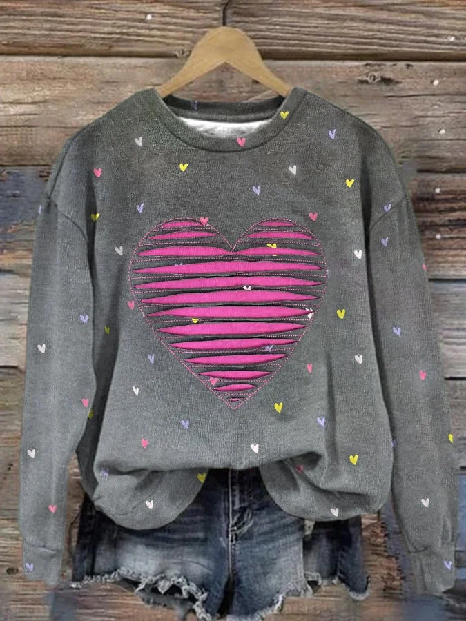 Women's Valentine'S Day Love Print Long Sleeve Sweatshirt