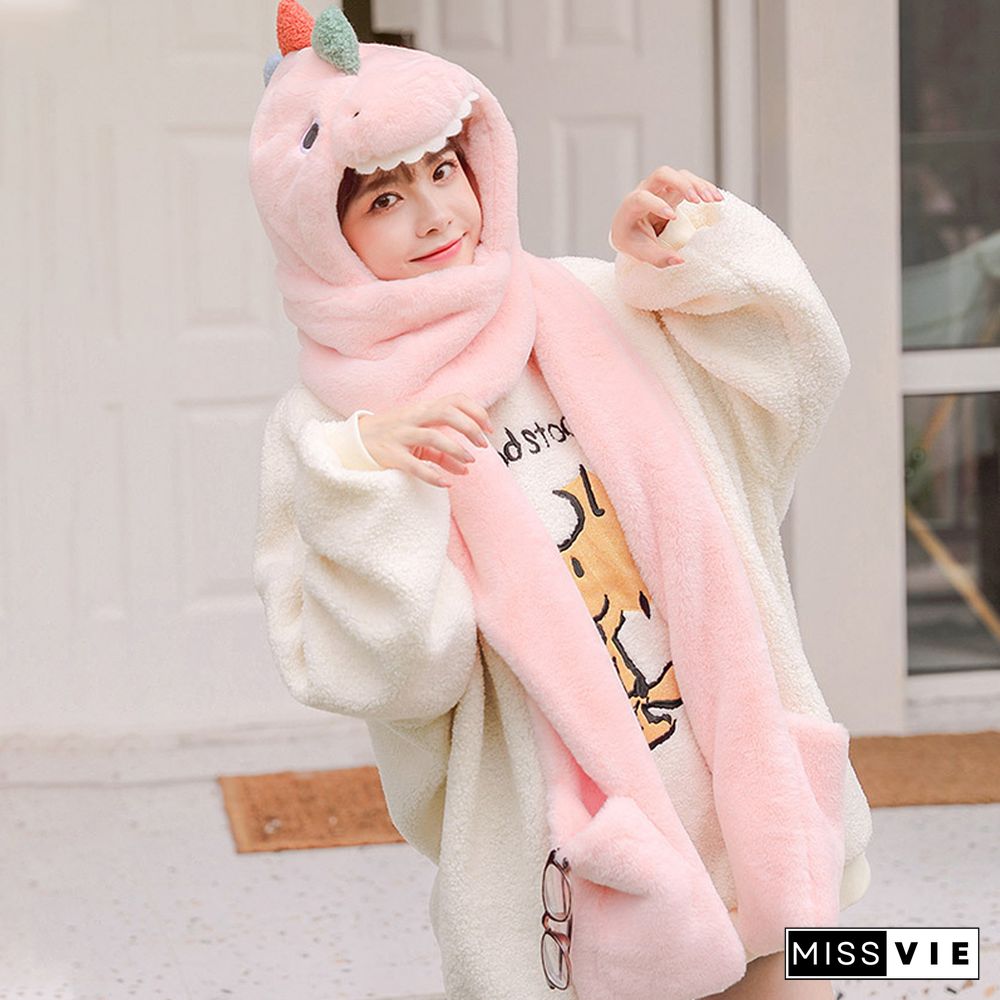 Dinosaur Hat Scarf Gloves Warmer