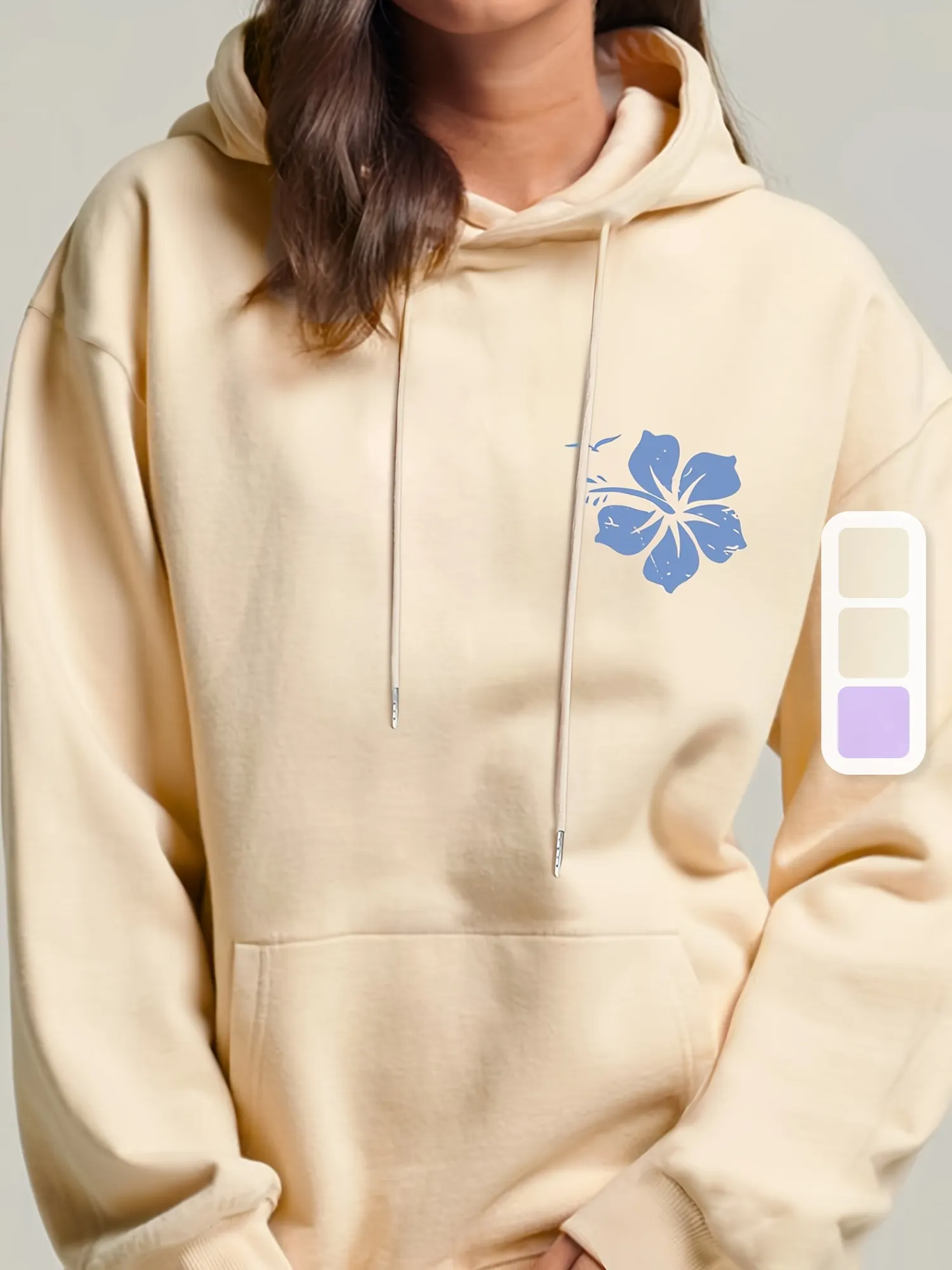 Womens Casual Hooded Sweatshirt 100 Polyester Knit Fabric All-Season Alphabet Pattern | IFYHOME