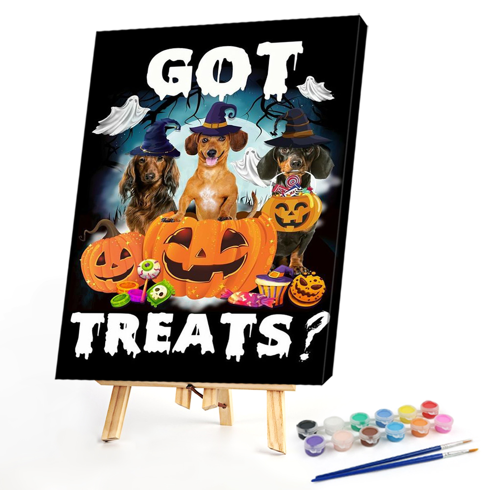 

40*50CM - Paint By Numbers - Halloween Pumpkin Dachshund Dog, 501 Original