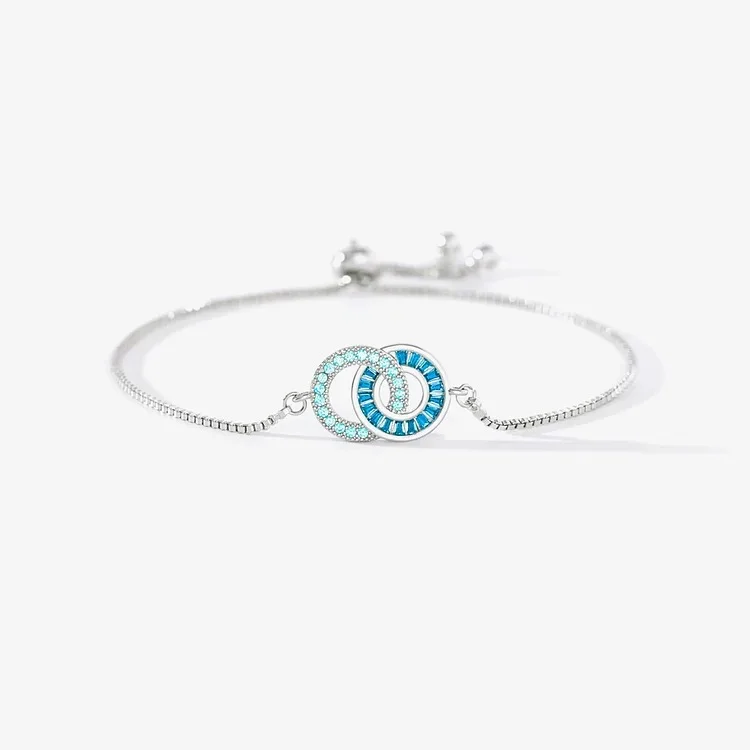 For Wife - Double Customized Birthstones Interlocking Circle Bracelet
