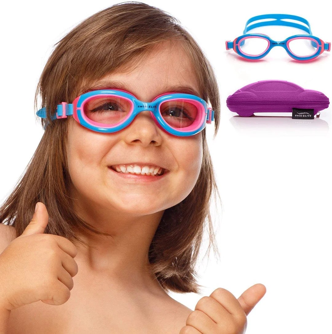 Kids Goggles for Swimming with Fun Car Hard Case for Kids & Toddlers Age 2-8 Years Old
