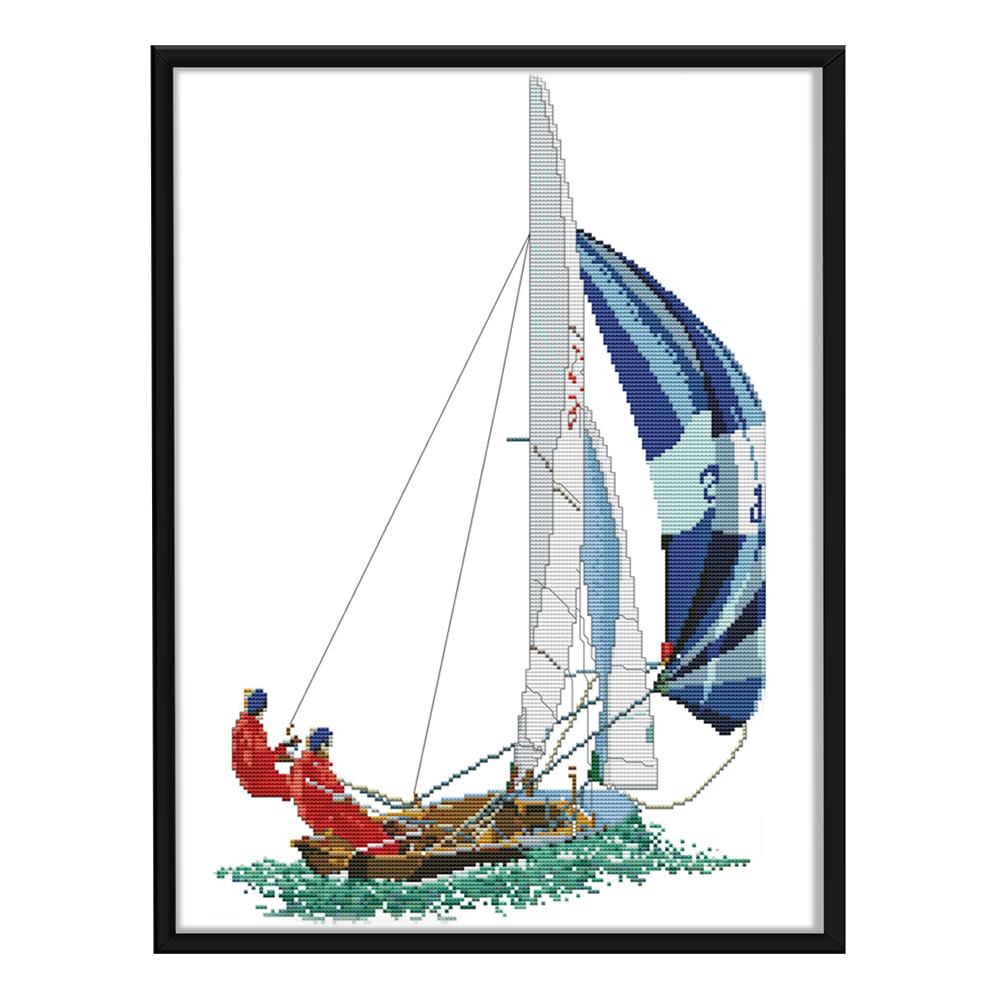 

Sailing race - 14CT Stamped Cross Stitch - 35*49cm, 501 Original