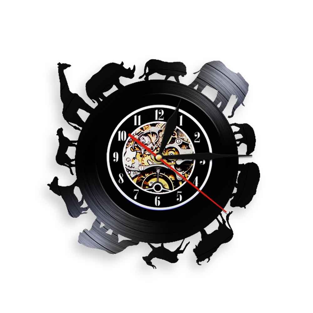 

African Animals - Vinyl Record Wall Clock - Without LED, 501 Original