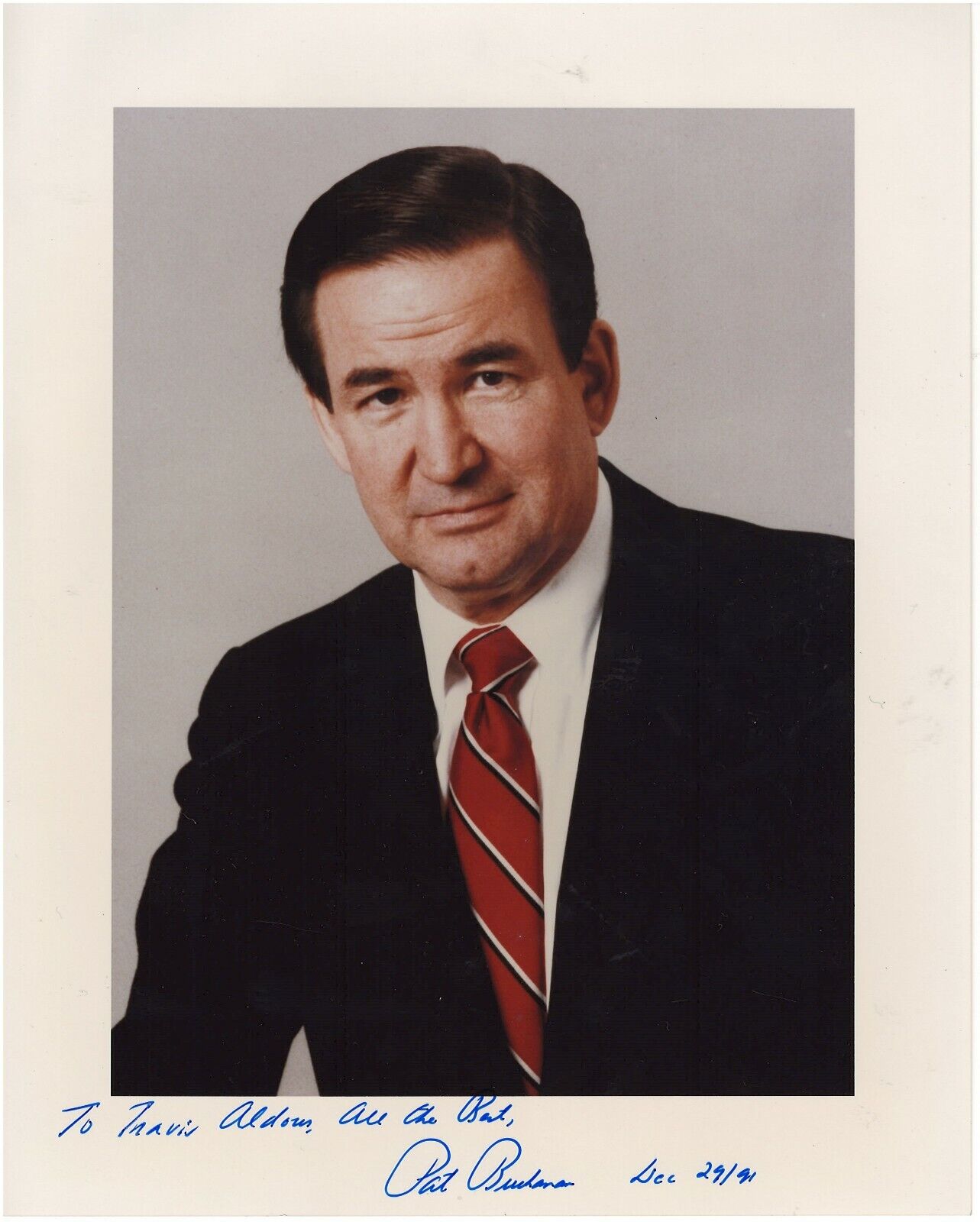 PAT BUCHANAN FORMER WHITE HOUSE AIDE & CONSERVATIVE TV HOST RARE SIGNED Photo Poster painting