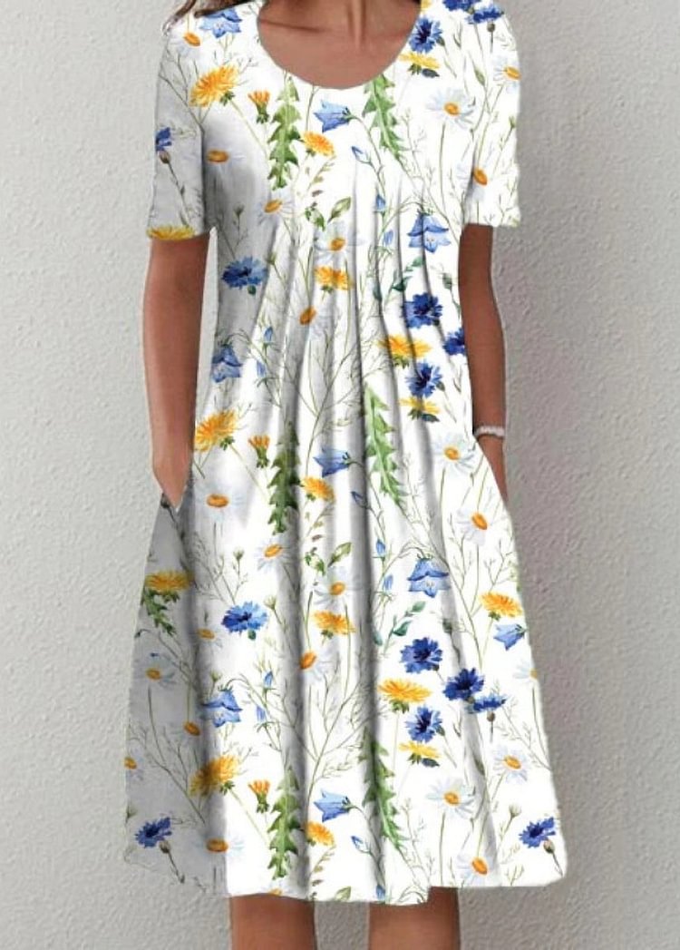 Print Round Collar Dress