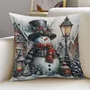 Snowman 11CT 3 Strands DIY Stamped Pillow Covers Cross Stitch Kits for Adults Home Decor 45x45cm tapestrymarket