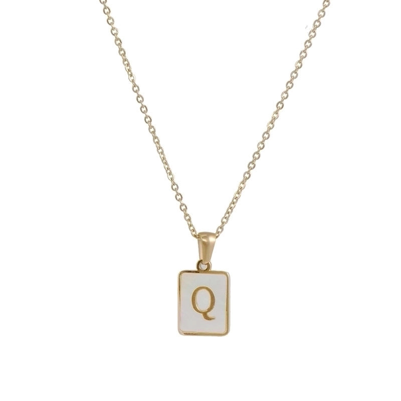 Vintage Style Letter Square 304 Stainless Steel Shell 18K Gold Plated Plating Inlay Pendant Necklace