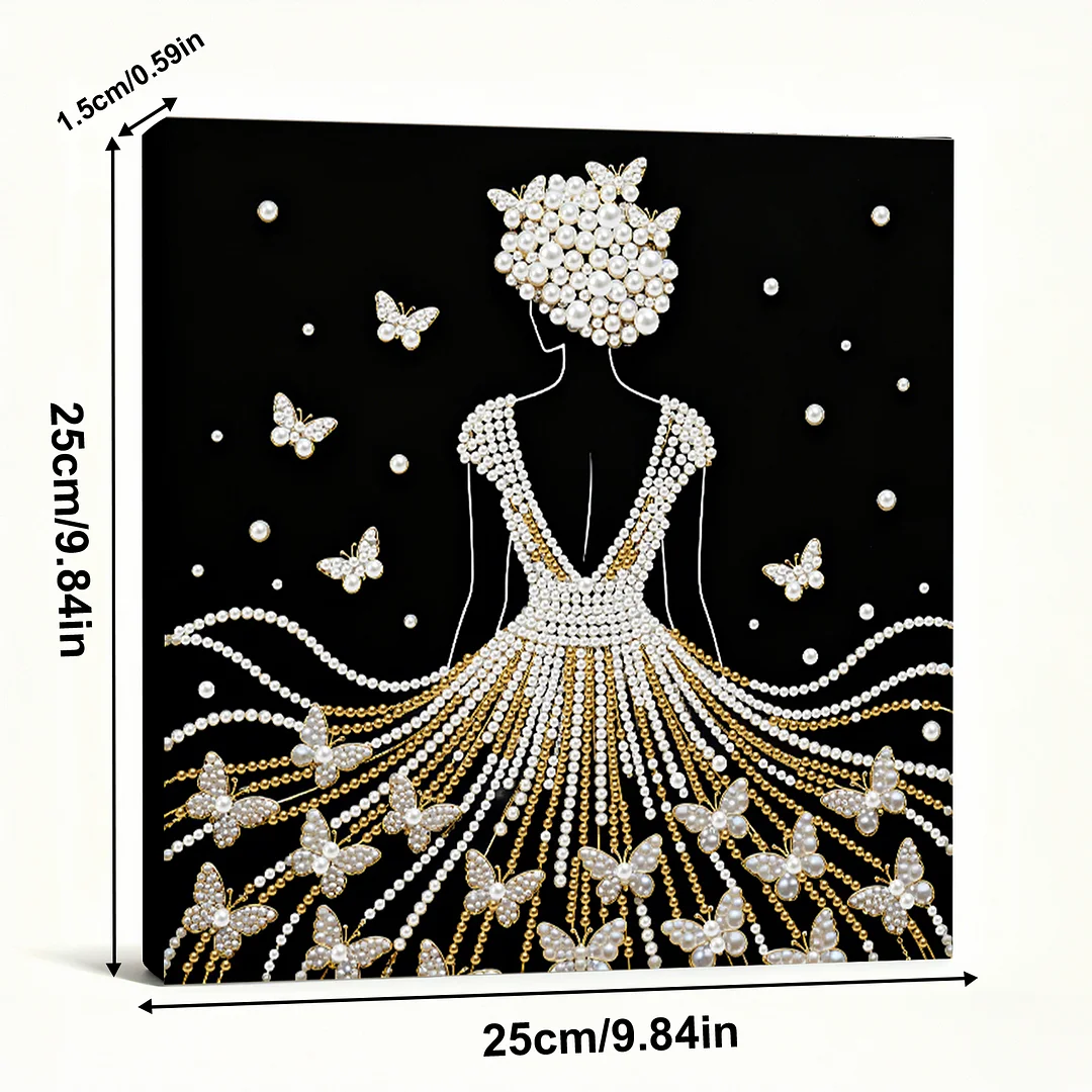 Girl DIY Pearl Diamond Art Kit for Adults Home Decor 25x25cm With Frame