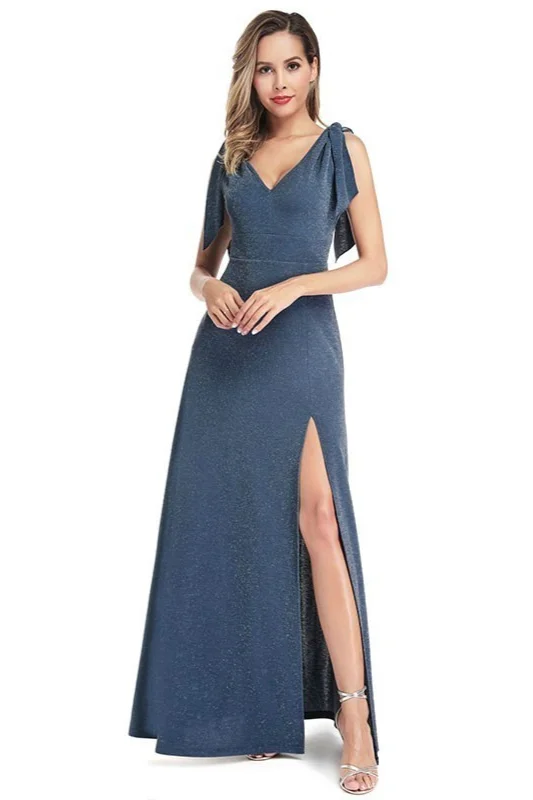 Glamorous V-Neck Sleeveless Mermaid Prom Dress With Split - lulusllly