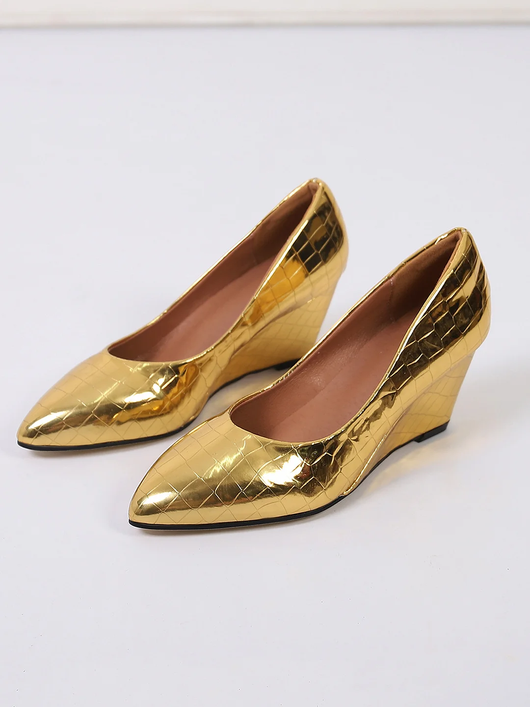 Wongn Wongn And Autumn New Wedge Single Shoes Women Pointed Head Shallow High Heel Work Shoes Single Shoes