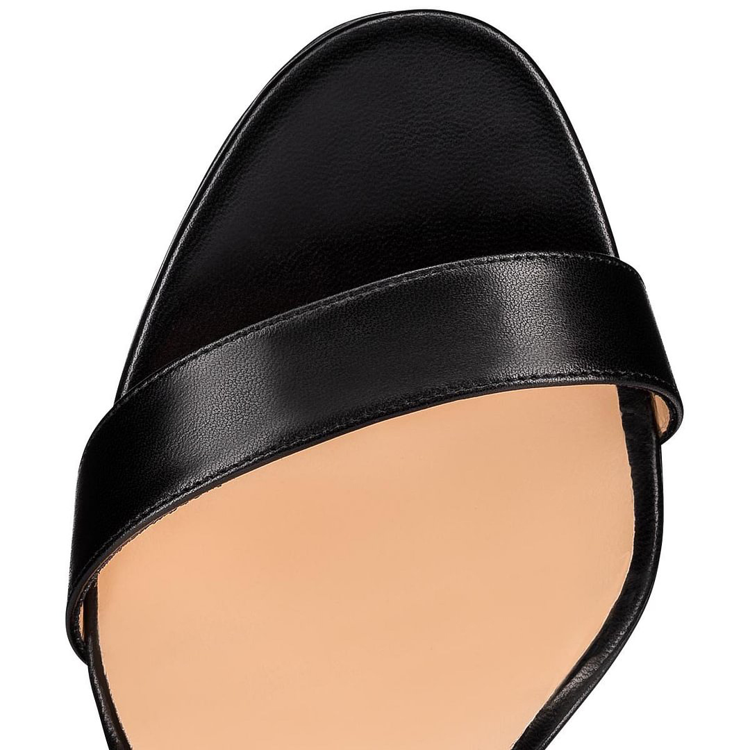 100mm/120mm Women's Low  Platform Sandals Round Open Toe Red Bottom Ankle Straps Matte Pumps-MERUMOTE