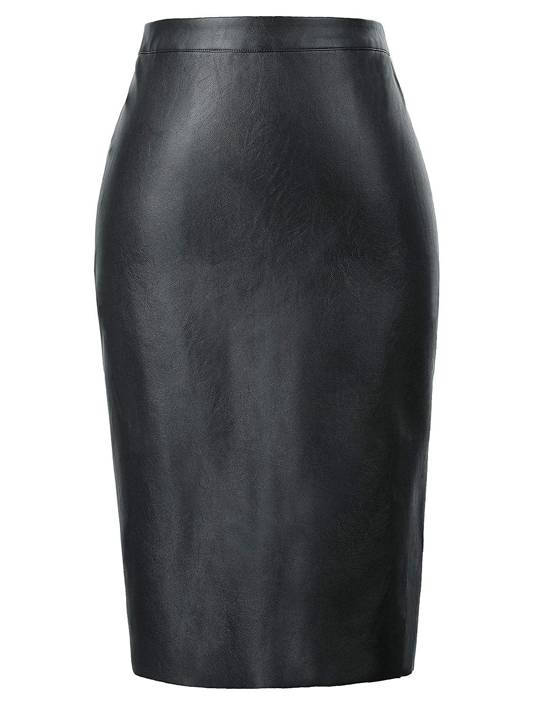 Women's Faux Leather Pencil Skirt Hip Wrapped Back Split KK601