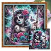 Halloween Skull Girl-Full Embroidery 3 Strands 11CT Stamped Cross Stitch-40*40CM-Large Size