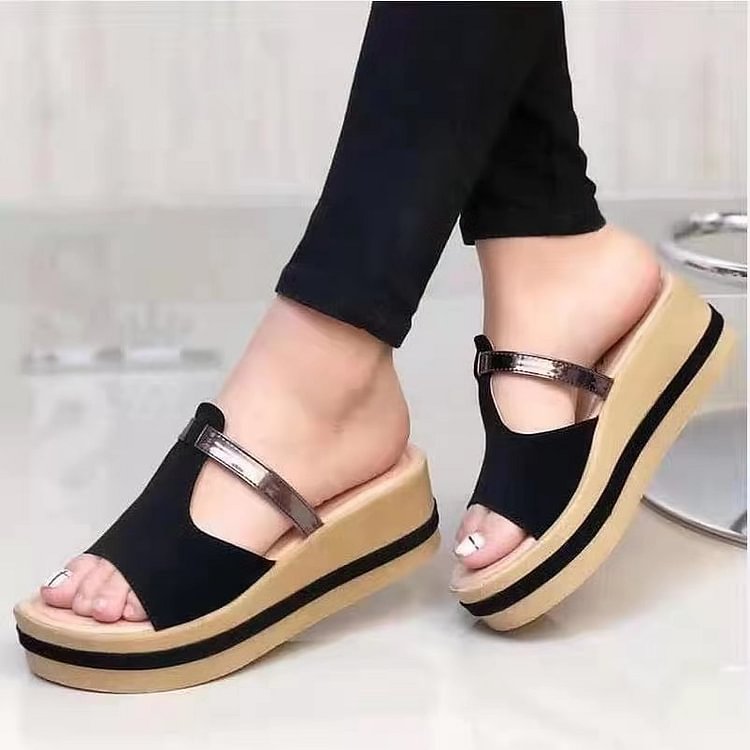 Wedge-heeled platform slip-on slip-ons