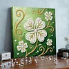 DIY Pearl Painting Four-leaf Clover for Home Wall Decor with Frame(25x25cm)