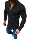 Men's Shirt Linen Shirt Casual Shirt Summer Shirt Beach Shirt Henley Shirt Black White Pink Long Sleeve Plain Henley Spring & Summer Casual Daily Clothing Apparel-KZyou