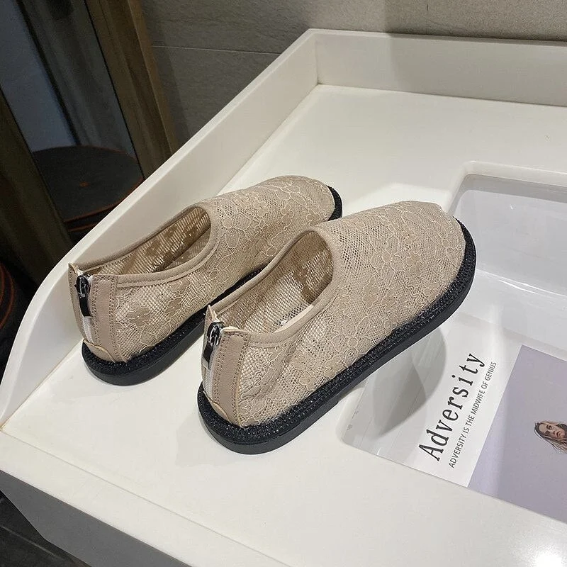 Women Flats Fashion Antiskid Shoes Woman Lightweight Sneakers Spring Summer Sexy Lace Mesh Casual Soft Flats Chaussures Femme