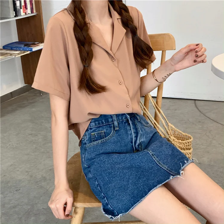 Uveng Uveng 2023 New Women's Versatile Short-Sleeved Shirt Tide