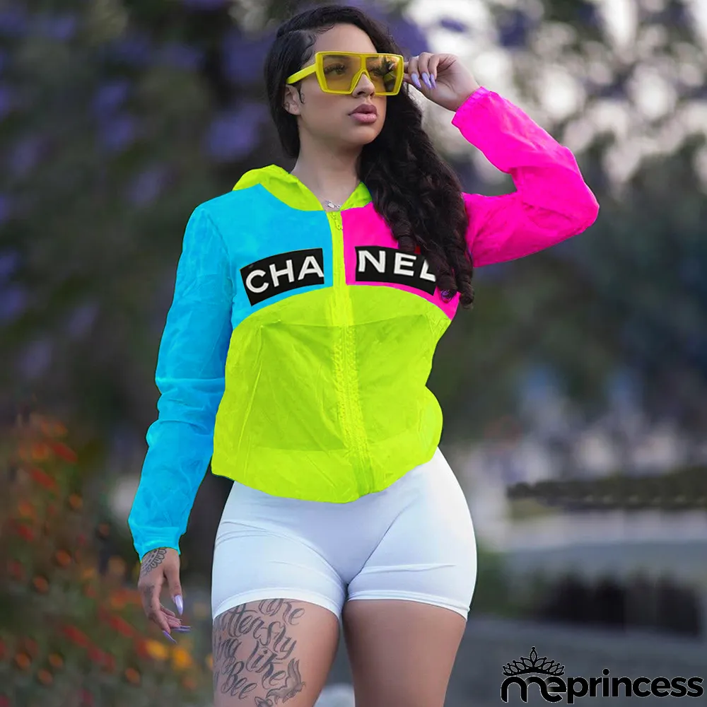 Women's fashion multi-color bright sun protection clothing Jacket