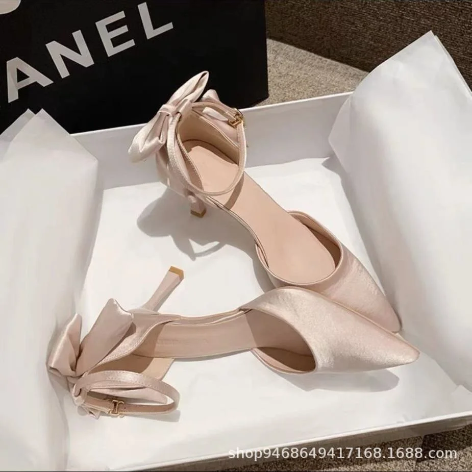 Breakj Breakj High-Heeled Women's 2023 New Summer Thin Heel Small Design Style Dress Wedding Shoes Bridesmaid Shoes