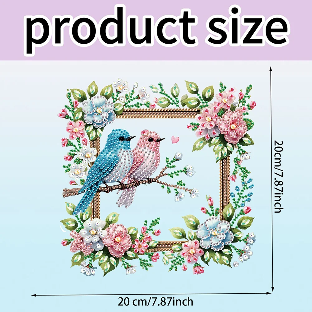5D DIY Flower Bird Acrylic Special Shape Rhinestone Tabletop Photo Frame Kit