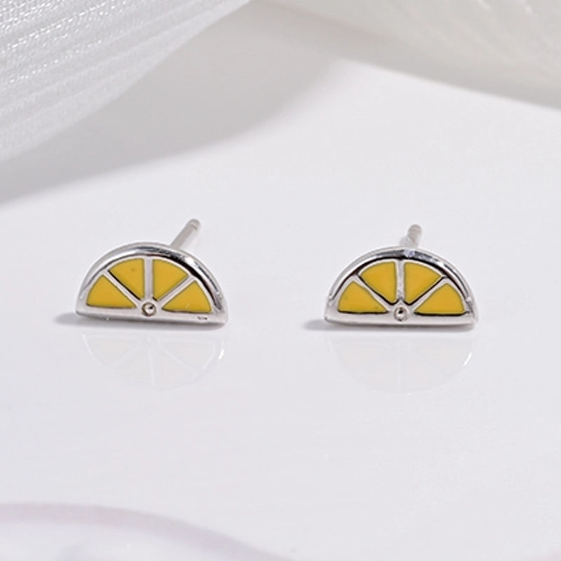 1 Pair 22K Gold Plated Rhodium Plated 925 Sterling Silver 925 Sterling Silver Earrings Peach Carrot Apple Ear Studs