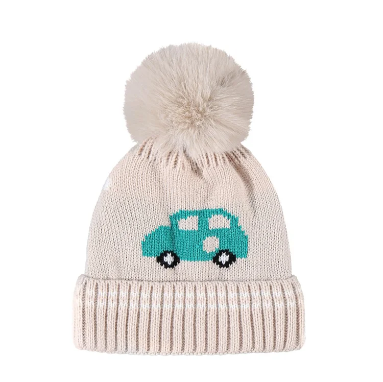 Cartoon Car Jacquard Knitted Hat