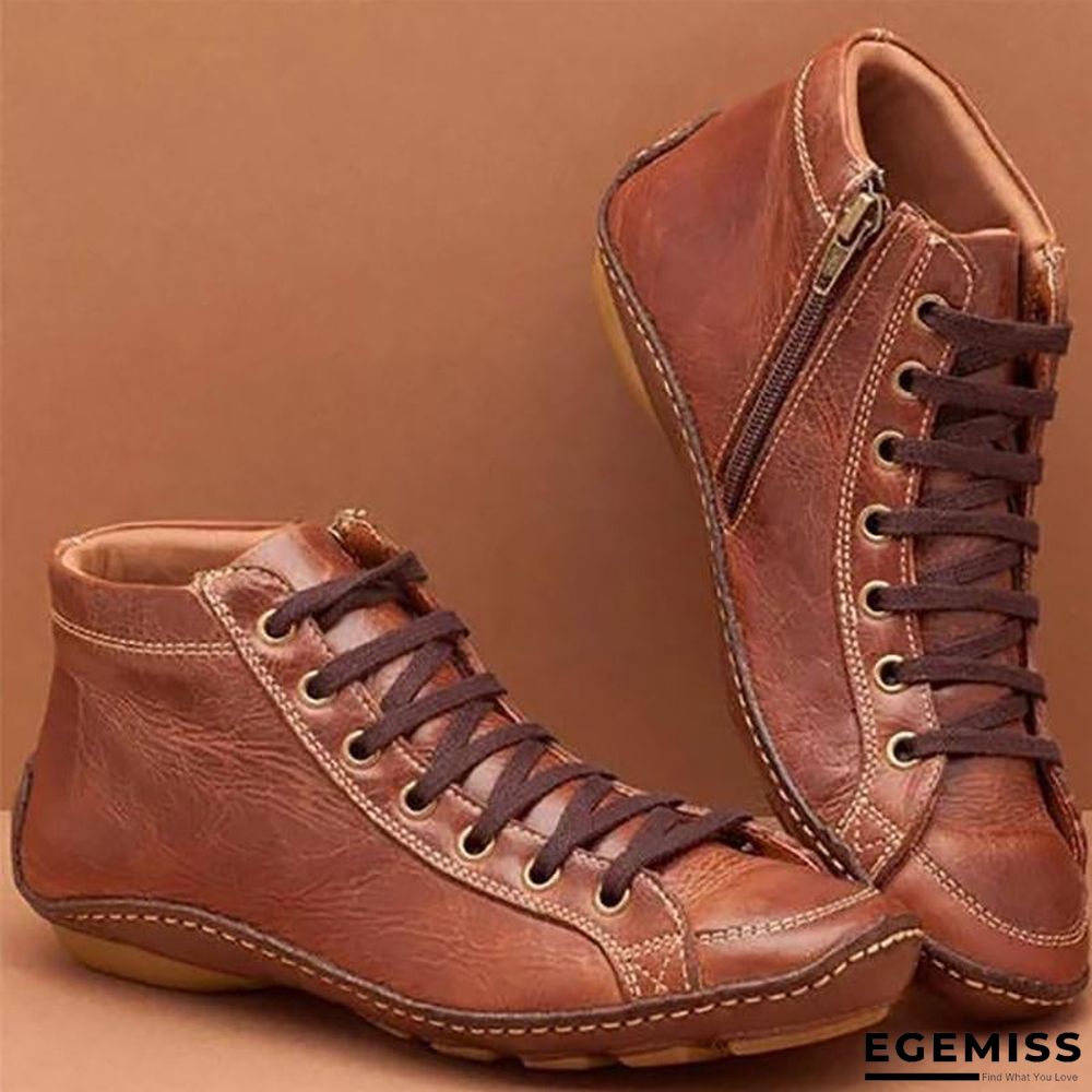 Casual Comfy Flat Heel Zipper Ankle Boots | EGEMISS