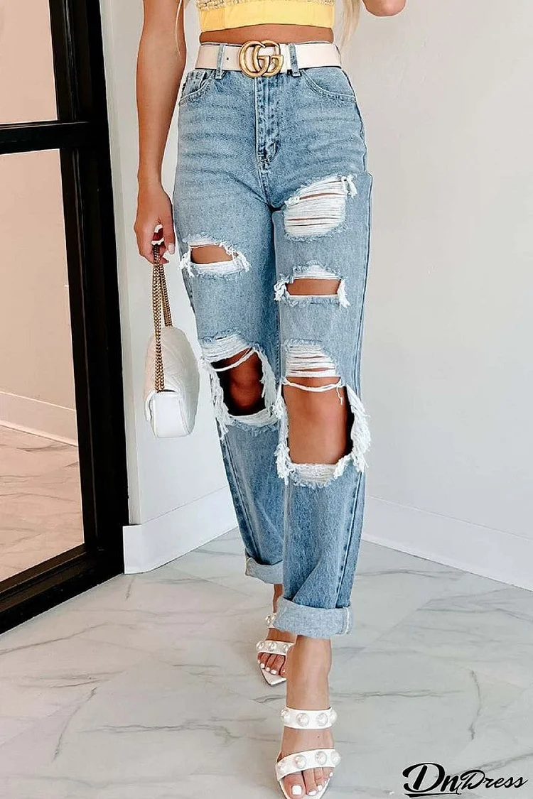 Sexy Patchwork Ripped Denim Jeans