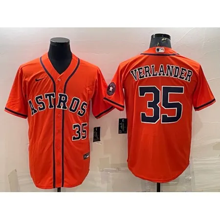Men's Houston Astros #35 Justin Verlander Orange With Patch Cool Base Stitched Jersey 2L9K