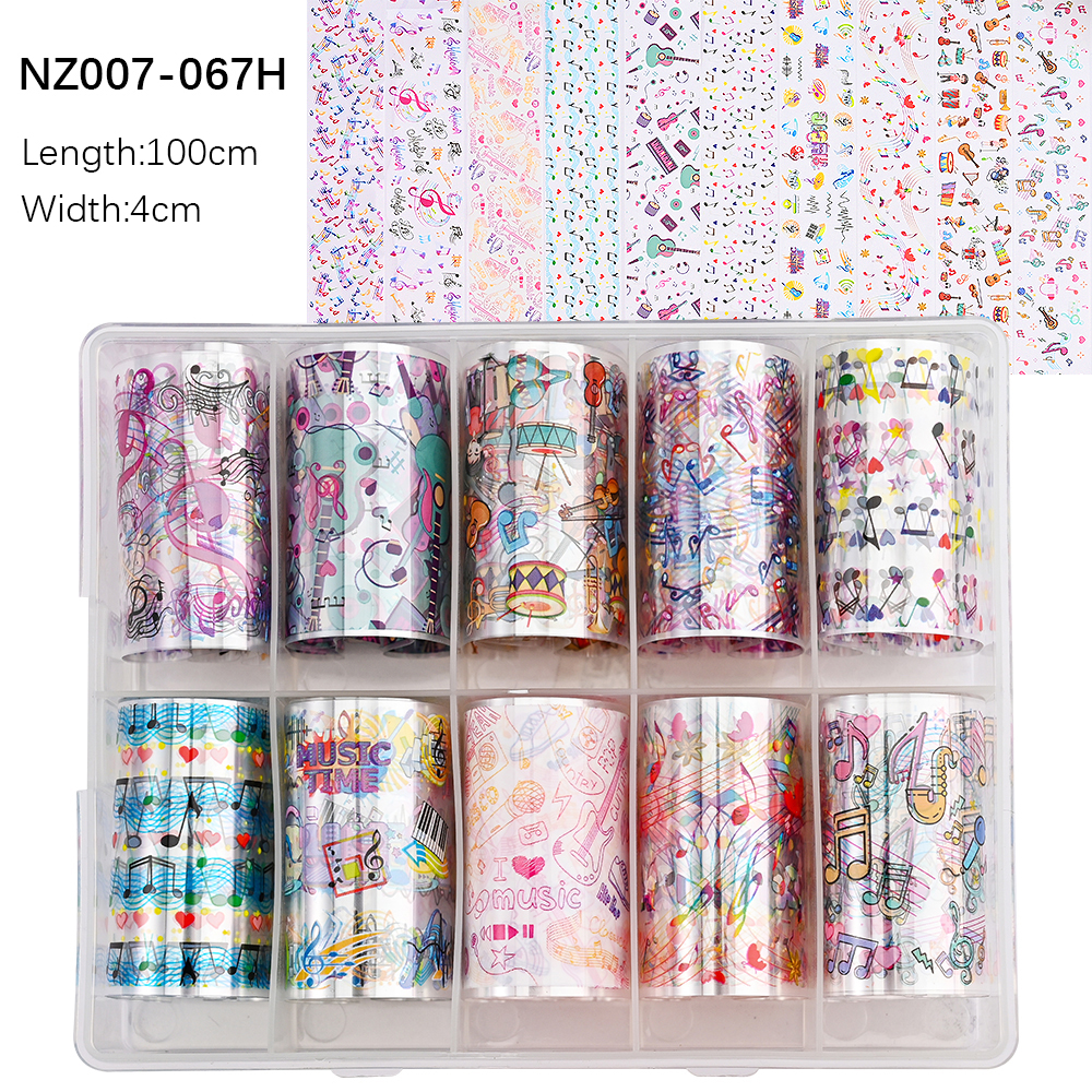 Kissbake 10pcs 4x100cm Nail Transfer Foil Paper Sticker Set Luxury Foil Nails Logo Transfer Nail Stickers Designer Fashion Nail Art Decal