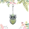 1 Porte-cl&eacute;s DIY 3D en diamant de hibou jaune avec boucle en homard Porte-cl&eacute;s en diamant double face avec cha&icirc;ne de cristal &agrave; strass en mosa&iuml;que de diamants cadeau unique fait main