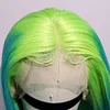 Preplucked Full Lace Human Hair Wigs Green Blue 13x6 Straight Lace Front Wig Remy Pink Orange Ombre Human Hair Wig