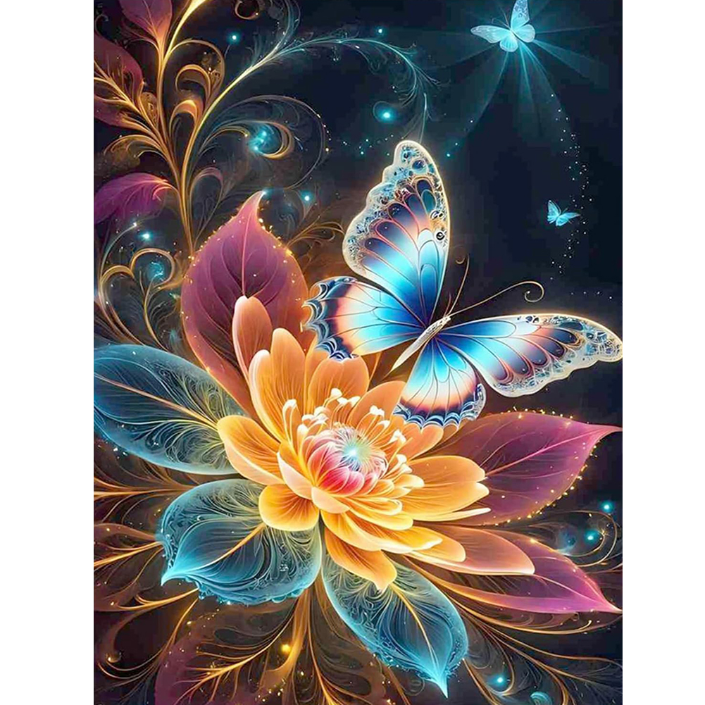 Fluorescent Butterfly 30*40cm(canvas) full round drill diamond painting
